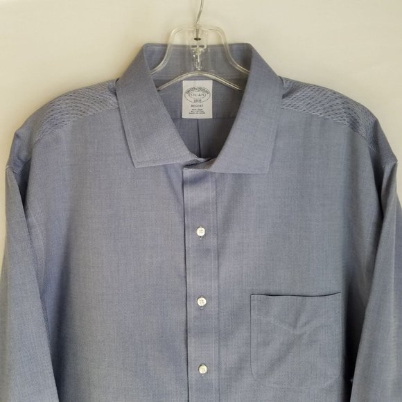 Brooks Brothers Blue Regent Fit Button Front Dress Shirt Size 17.5-4/5 - Picture 3 of 5